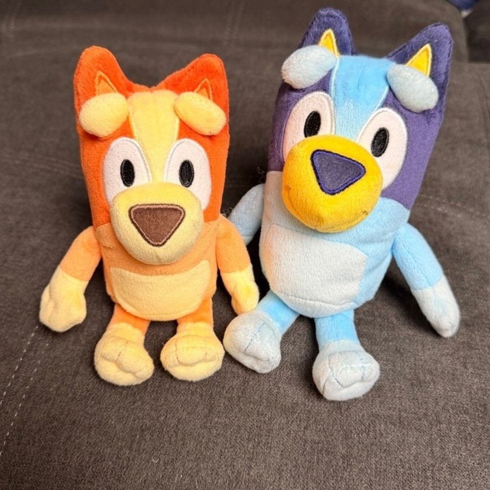Bluey and Bingo Plush Toy Set Blue Orange Dog Stuffed Animal Toddler Cartoon - Picture 2 of 6